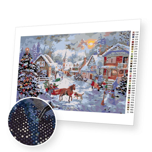 Christmas in the Village premium diamond painting kit for adults