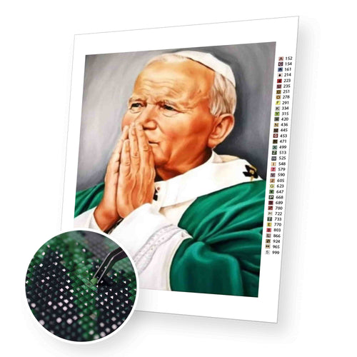 Portrait of John Paul II premium diamond painting kit for adults