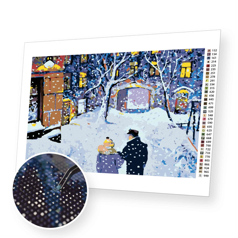 Winter Walk in the Snow premium diamond painting kit for adults