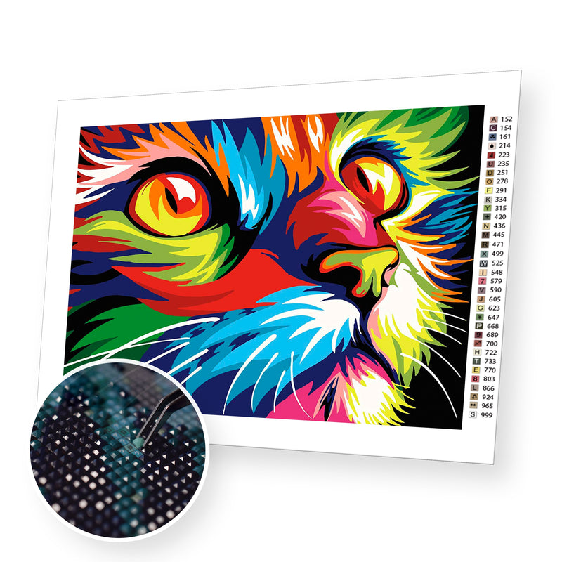 Colorful Cat premium diamond painting kit for adults