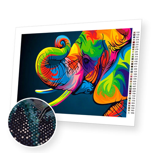 Colorful Elephant premium diamond painting kit for adults