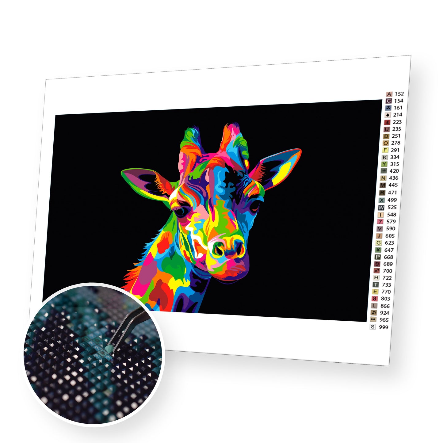 Colorful Giraffe premium diamond painting kit for adults