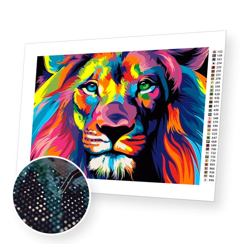 Colorful Lion premium diamond painting kit for adults