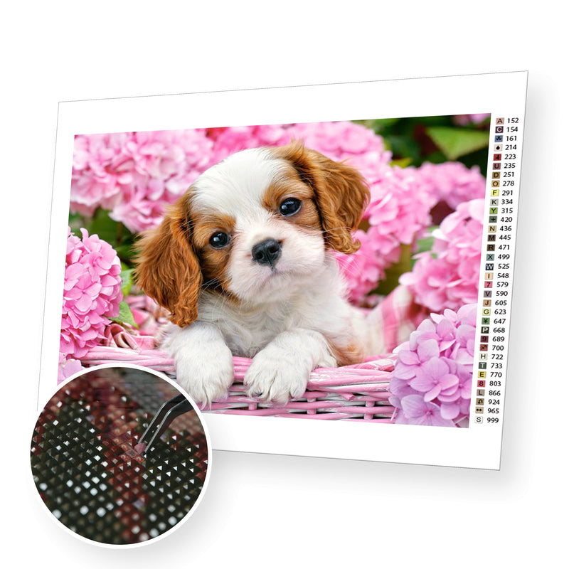 Cute puppy premium diamond painting kit for adults