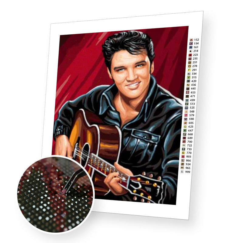 Elvis with guitar premium diamond painting kit for adults