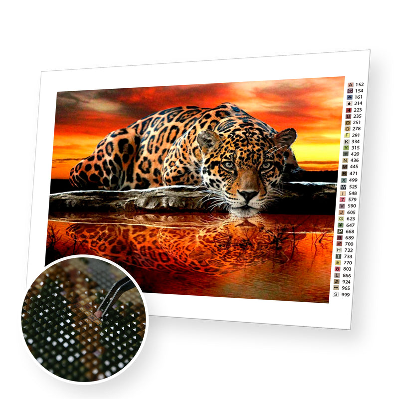 Fierce Leopard premium diamond painting kit for adults