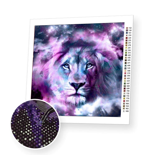 Spatial lion premium diamond painting kit for adults