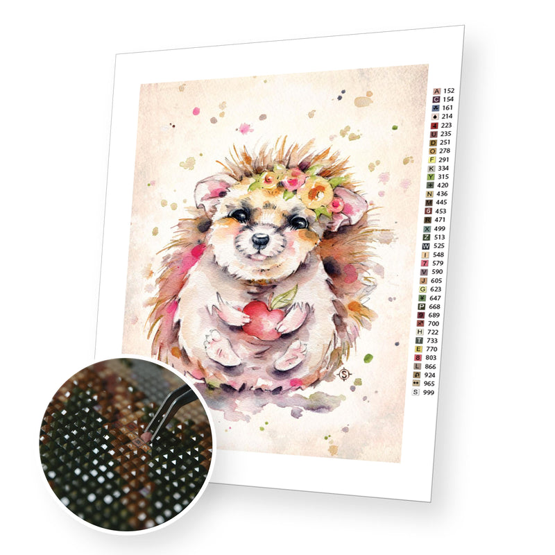 Sweet Hedgehog premium diamond painting kit for adults