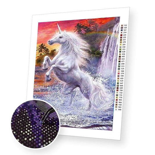 White Unicorn premium diamond painting kit for adults